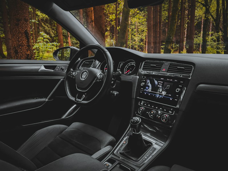 Black and silver car interior